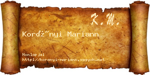Korányi Mariann névjegykártya