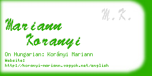 mariann koranyi business card