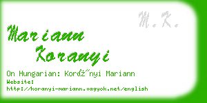 mariann koranyi business card